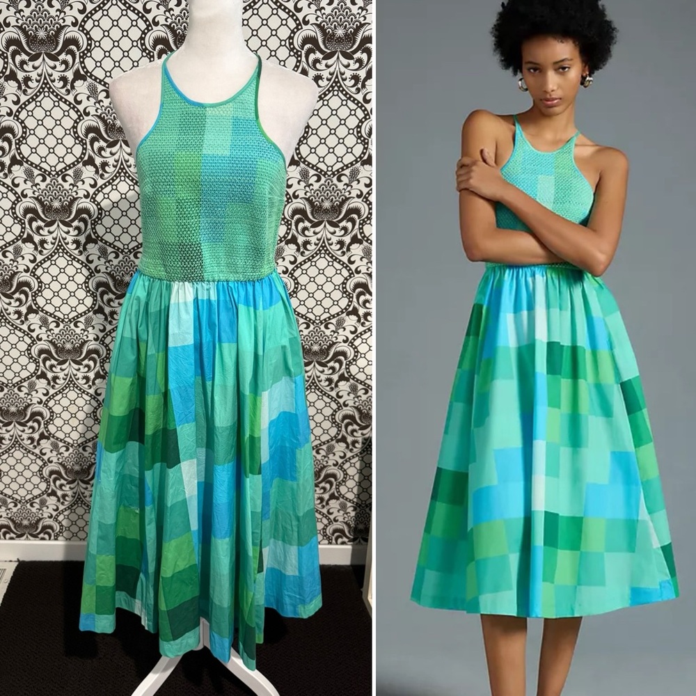 ANTHRO ✨ TRACY REESE Smocked Halter A-Line Dress | Sz S